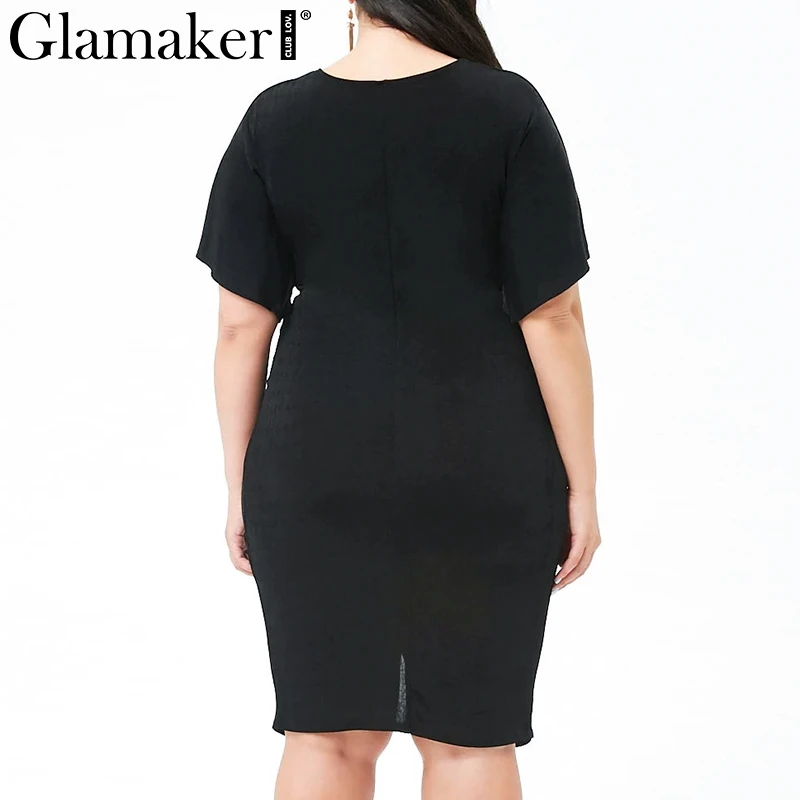 Женское трикотажное платье Glamaker черное облегающее с высокой талией и коротким