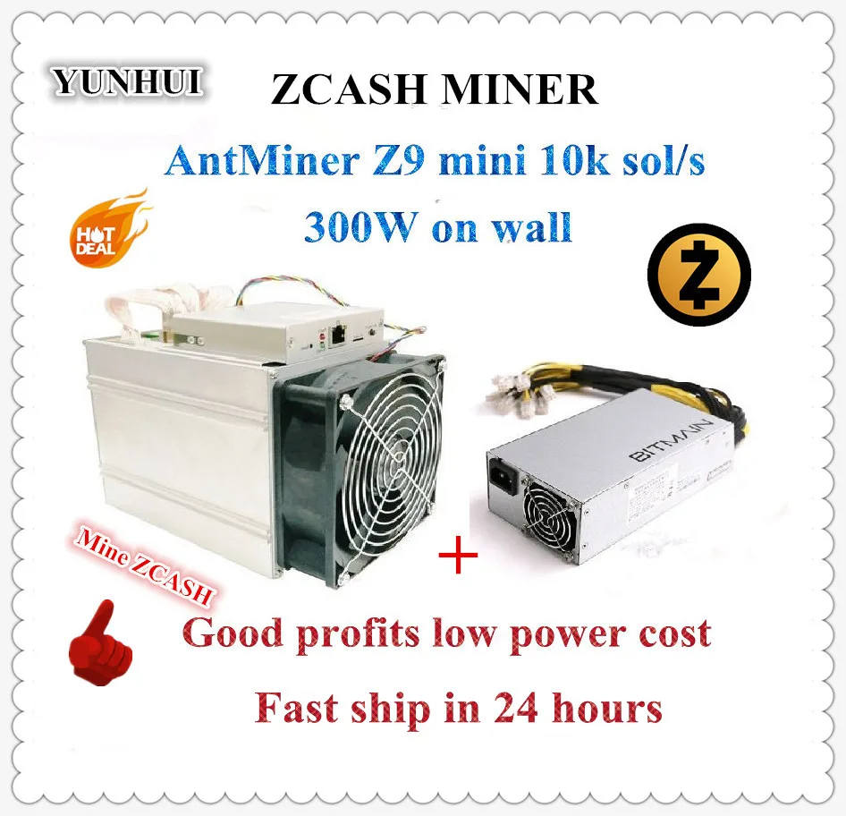 Фотомайнер бывший в употреблении Antminer Z9 Mini 10k Sol/s 300 Вт с блоком питания Bitmain APW3 1600