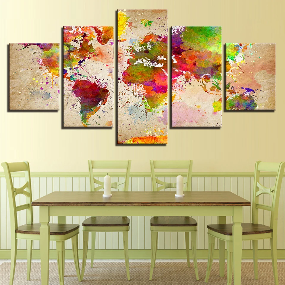 Canvas Wall Art HD Prints Pictures Framework Living Room Decor 5 Piece Color World Map Painting Retro Watercolor Abstract Poster
Canvas Wall Art HD Prints Pictures Framework Living Room Decor 5 Piece Color World Map Painting Retro Watercolor Abstract Poster