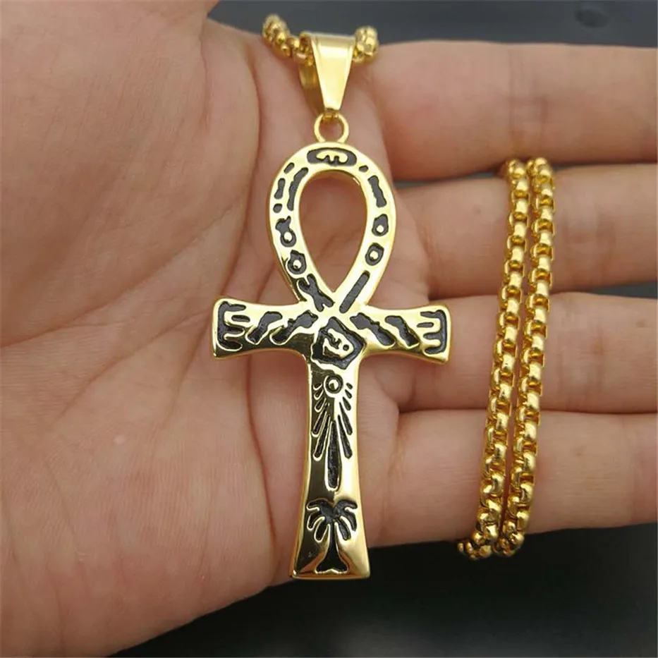 Egyptian Ankh Cross Charm Pendant Necklace For Men The Key of the Nile Gold Color Stainless Steel Egypt Jewelry
Egyptian Ankh Cross Charm Pendant Necklace For Men The Key of the Nile Gold Color Stainless Steel Egypt Jewelry