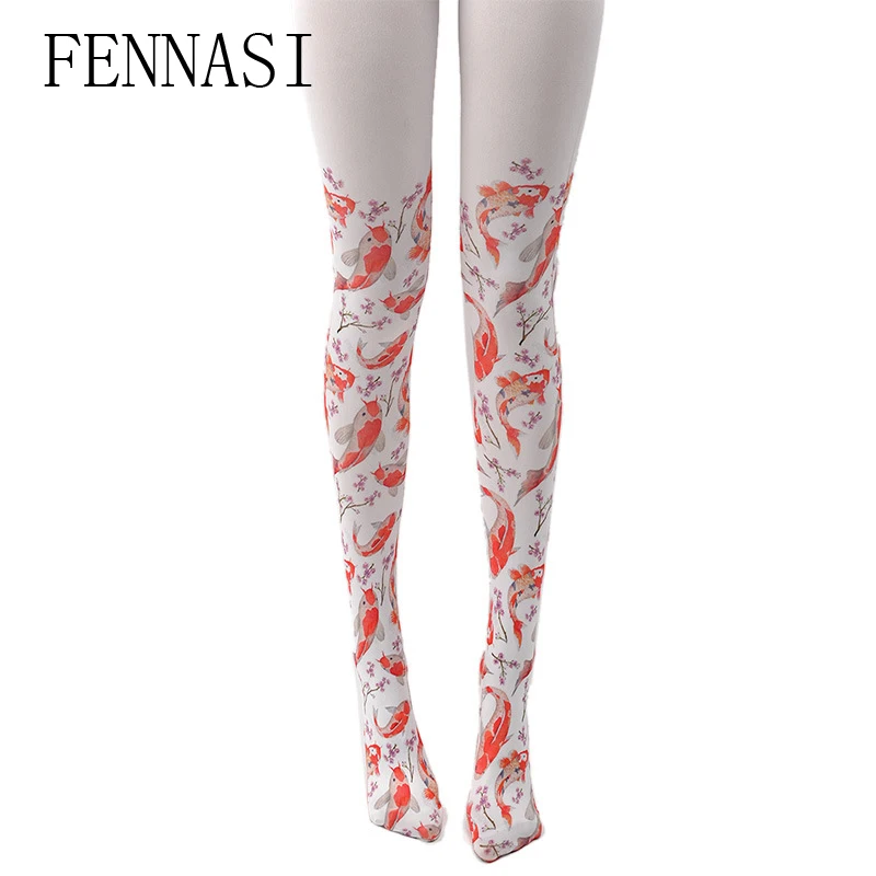 FENNASI Printing Women Tights Goldfish Pattern Fake Thigh White Stockings Warm Tights Female Sexy Pantyhose Velvet Fashion Show
FENNASI Printing Women Tights Goldfish Pattern Fake Thigh White Stockings Warm Tights Female Sexy Pantyhose Velvet Fashion Show