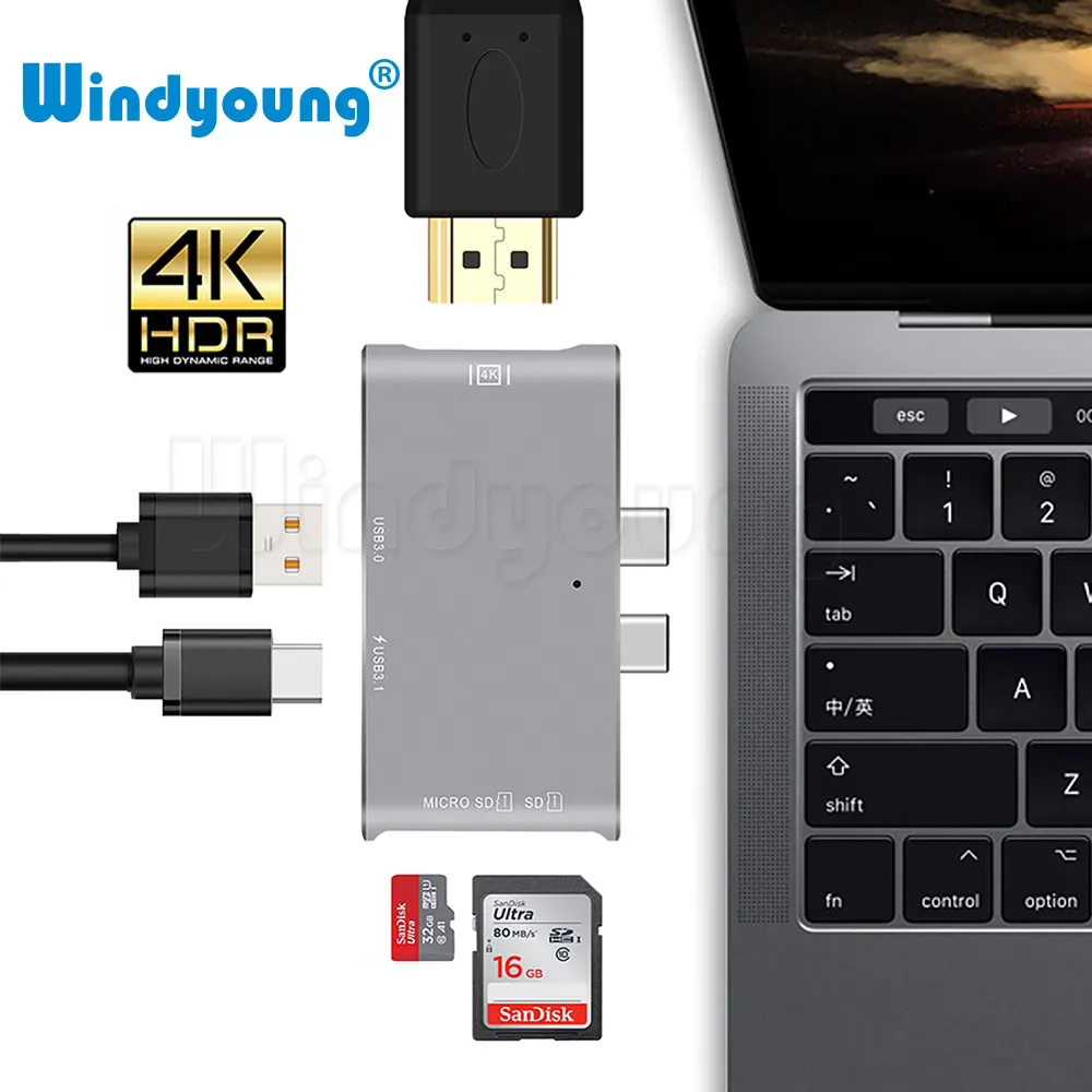 USB C Hub HDMI 4K for MacBook Pro thunderbolt 3 Type C Hub with TF SD Card Reader USB-C Charger Port PD USB 3.0 Port Adapter
USB C Hub HDMI 4K for MacBook Pro thunderbolt 3 Type C Hub with TF SD Card Reader USB-C Charger Port PD USB 3.0 Port Adapter