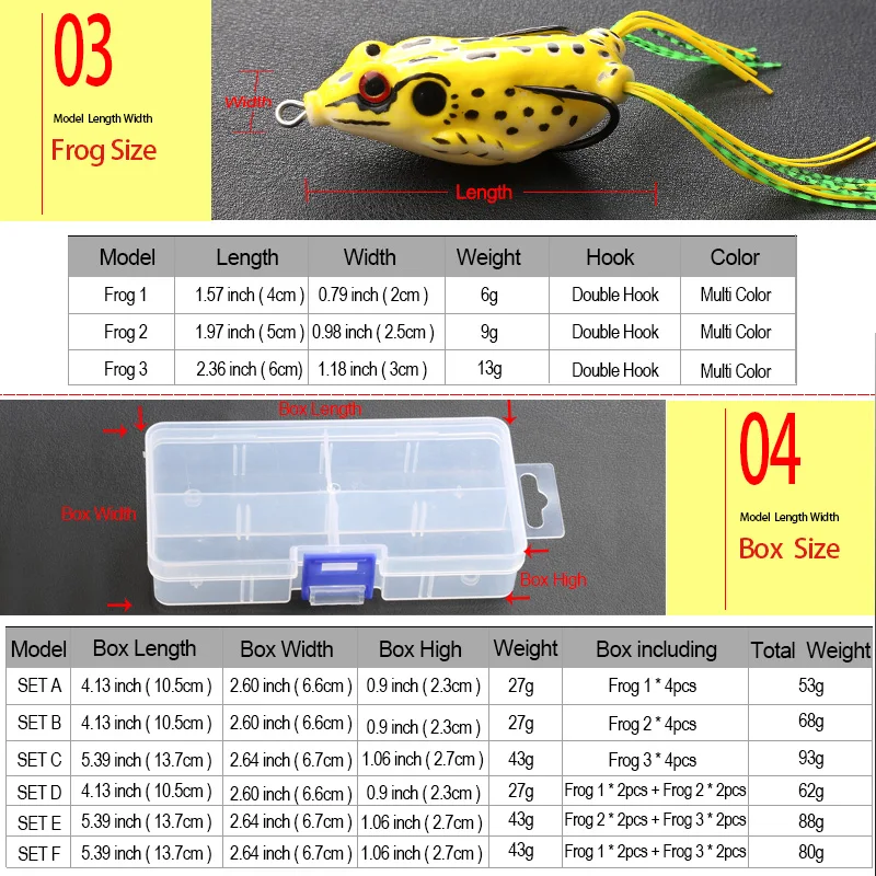 DONQL 4Pcs Frog Lure Fishing Lures Treble Hooks Artificial Minnow Crank Strong Soft Bait Kit | Спорт и развлечения