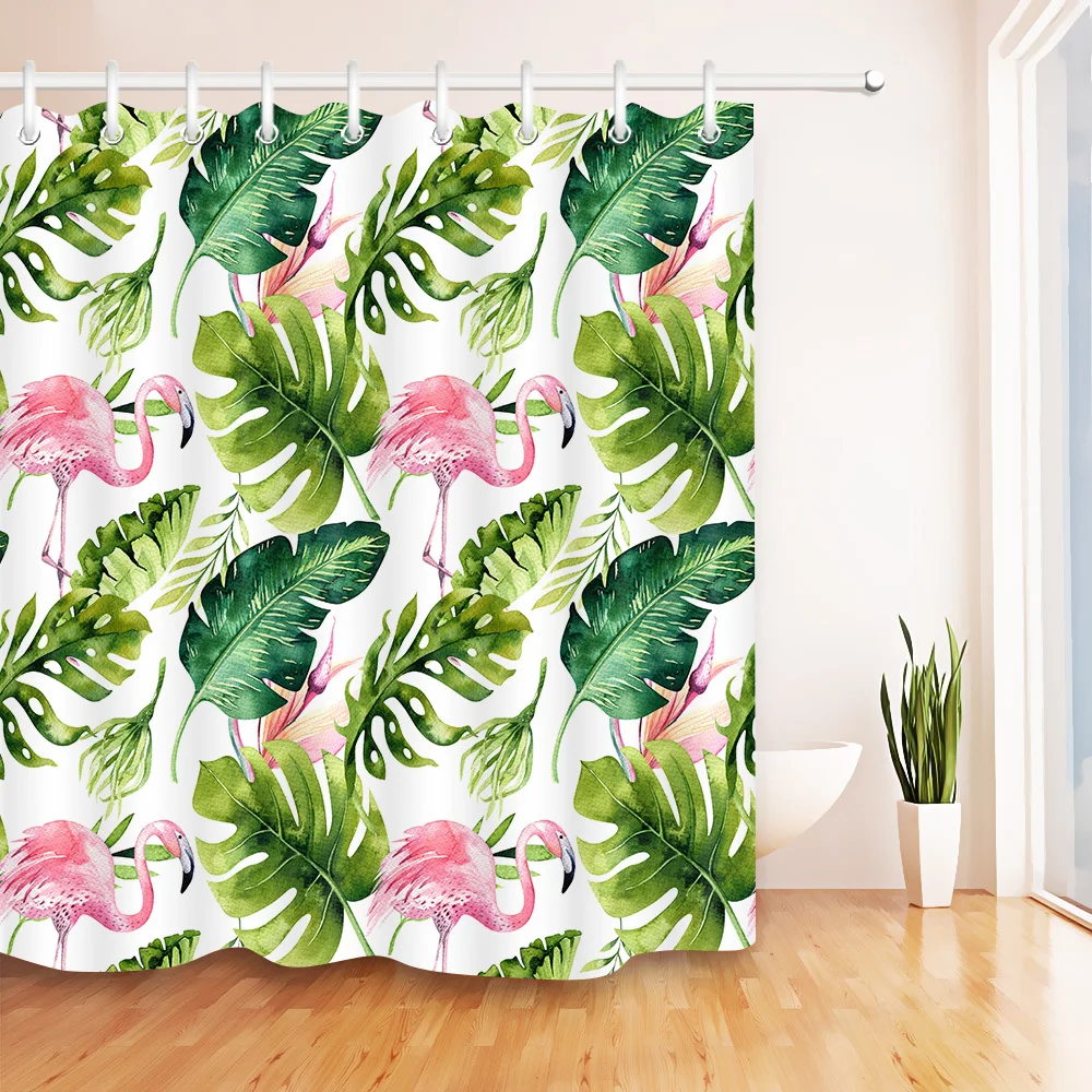 Tropical Pink Flamingo Palm Shower Curtain Waterproof Polyester Fabric Bath Curtain For Bathroom Decor With Plastic Hooks Set
Tropical Pink Flamingo Palm Shower Curtain Waterproof Polyester Fabric Bath Curtain For Bathroom Decor With Plastic Hooks Set