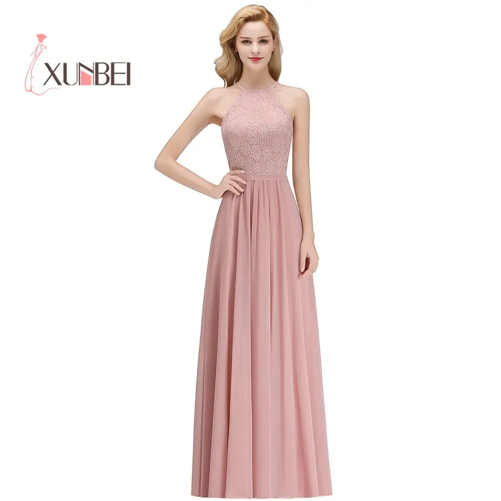 Robe demoiselle d'honneur Sexy Halter Dusty Pink Lace Bridesmaid Dresses Long A Line Chiffon Prom Dresses Party Gowns
Robe demoiselle d'honneur Sexy Halter Dusty Pink Lace Bridesmaid Dresses Long A Line Chiffon Prom Dresses Party Gowns