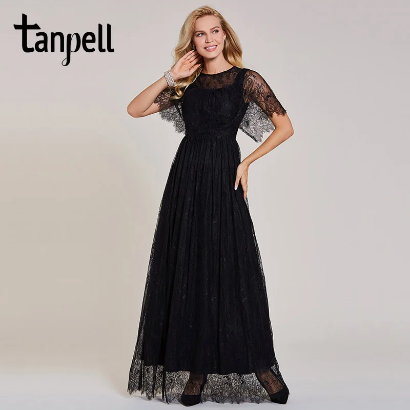 Tanpell long lace evening dress cheap black scoop short sleeves floor length a line gown women party prom formal evening dresses
Tanpell long lace evening dress cheap black scoop short sleeves floor length a line gown women party prom formal evening dresses