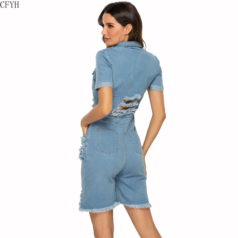 Sexy Denim Jumpsuit Light Blue Playsuit Summer Short Sleeve Hole Short Romper Women Tassel Button Up Overall
Sexy Denim Jumpsuit Light Blue Playsuit Summer Short Sleeve Hole Short Romper Women Tassel Button Up Overall