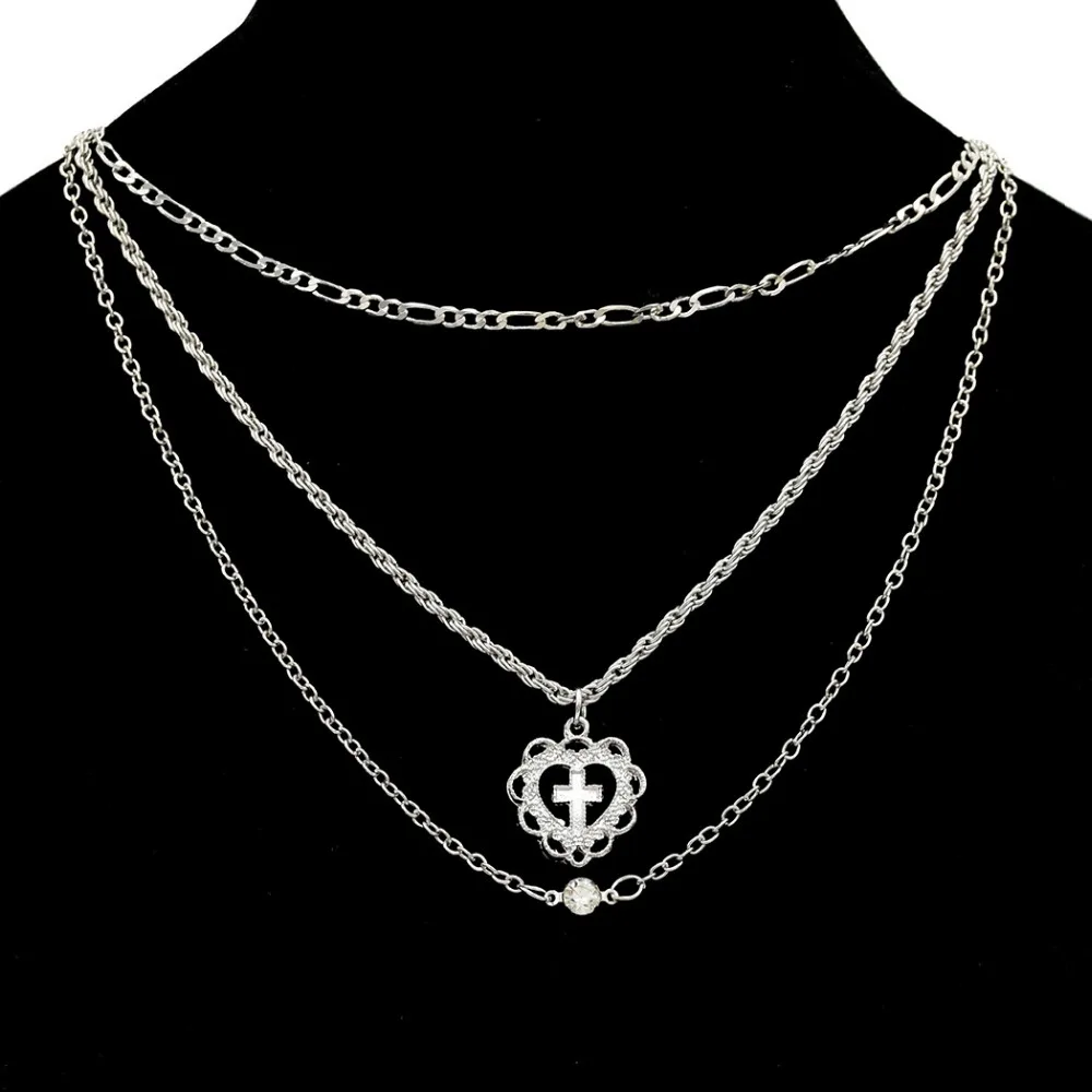 2 Colors Bohemian Fashion Multilayer Choker Necklaces Gold Crystal Heart Cross Pendant Necklaces for Women Party Jewelry
2 Colors Bohemian Fashion Multilayer Choker Necklaces Gold Crystal Heart Cross Pendant Necklaces for Women Party Jewelry