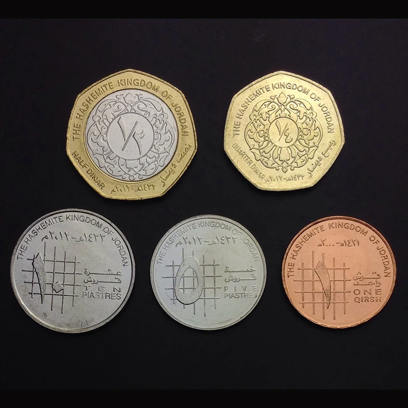 Jordanian 5pieces/ Set UNC original Coin Not circulated free shipping
