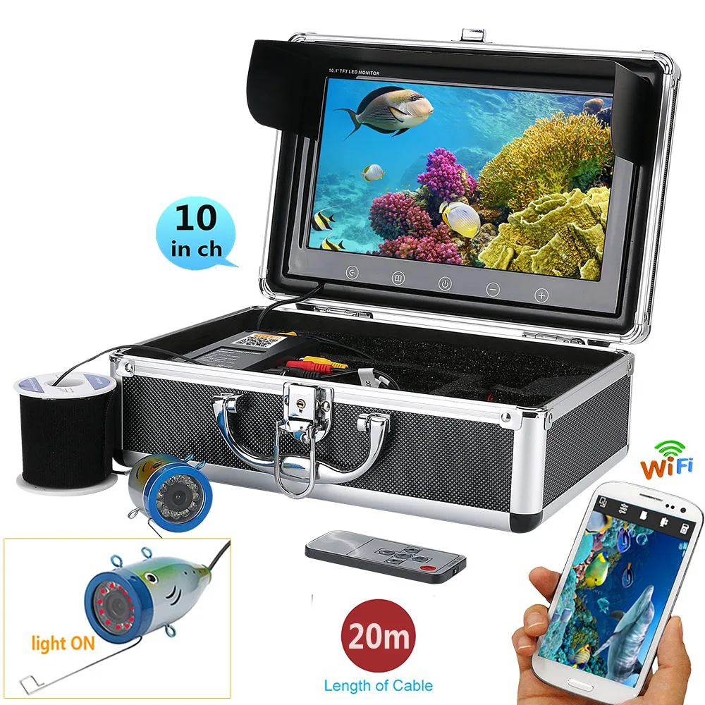 GAMWATER 10" 720P 20M 1000tvl Underwater Fishing Video Camera Kit ,HD Wifi Wireless For IOS Android APP Supports Video Record
GAMWATER 10" 720P 20M 1000tvl Underwater Fishing Video Camera Kit ,HD Wifi Wireless For IOS Android APP Supports Video Record