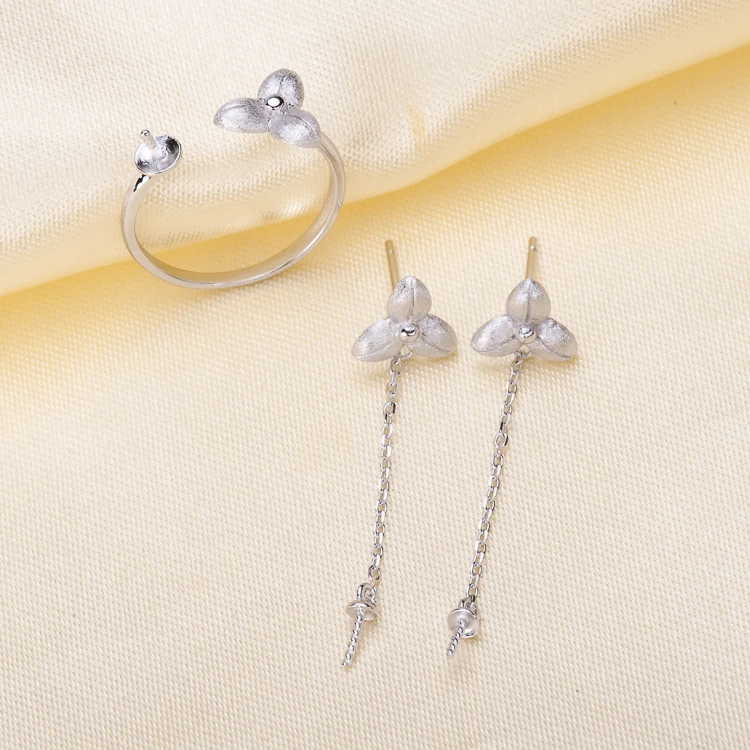 925 Silver Fashion Pearl Ring Earrings Set Mountings Findings Beautiful Jewelry Set Parts Fittings Women's Accessories
925 Silver Fashion Pearl Ring Earrings Set Mountings Findings Beautiful Jewelry Set Parts Fittings Women's Accessories