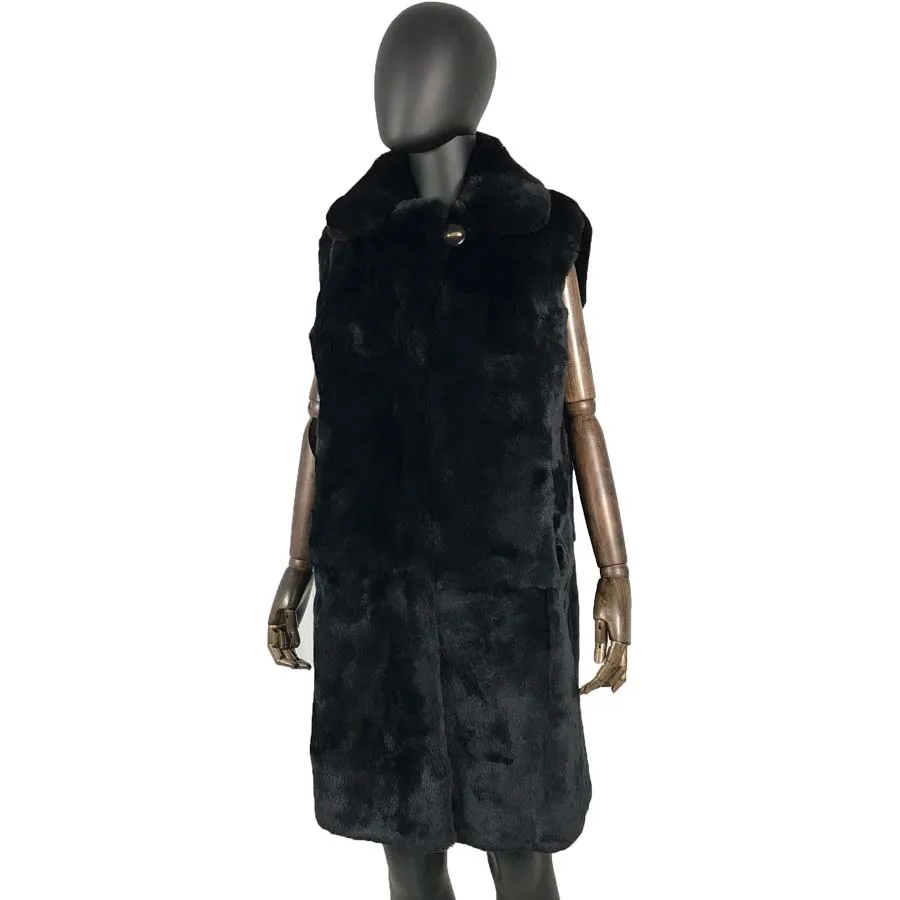 Winter Women rex rabbit Vest Fashion Female Sleeveless Vest Jacket Genuine Rex Rabbit Fur waistcoat Warm 90 cm long
Winter Women rex rabbit Vest Fashion Female Sleeveless Vest Jacket Genuine Rex Rabbit Fur waistcoat Warm 90 cm long