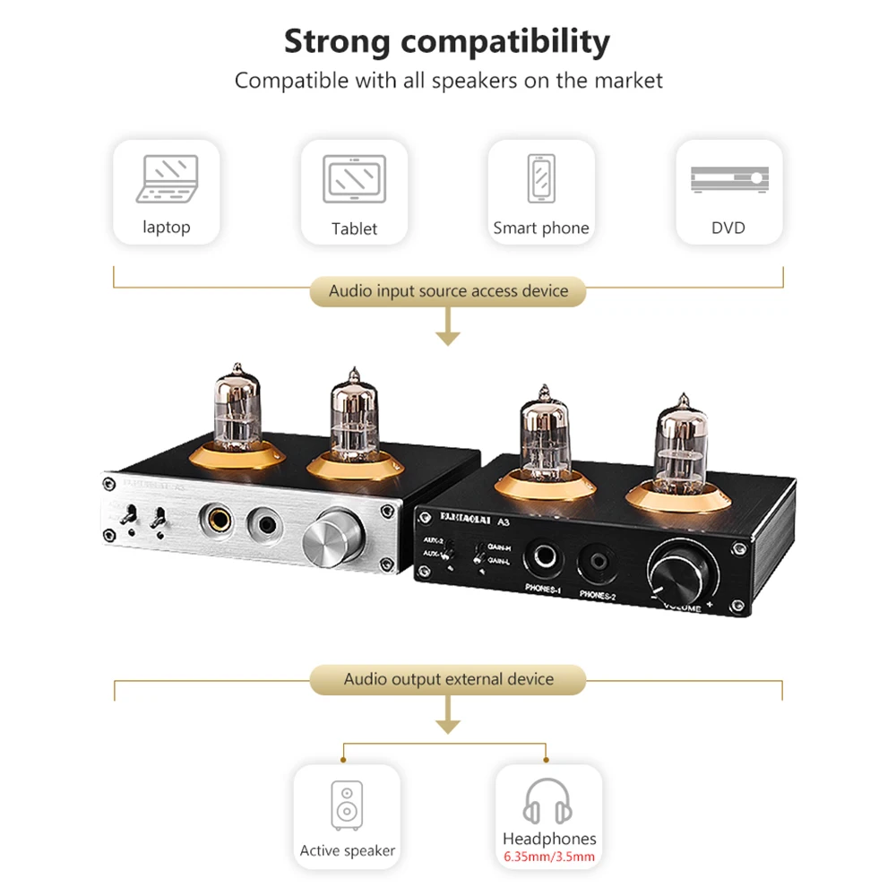 PJ.MIAOLAI Preamp 6N3 Vacuum Tube Preamplifier Bluetooth 5.0 Headphone Amplifier With MAX9722 HiFi Stereo Audio Decoder Chip
PJ.MIAOLAI Preamp 6N3 Vacuum Tube Preamplifier Bluetooth 5.0 Headphone Amplifier With MAX9722 HiFi Stereo Audio Decoder Chip