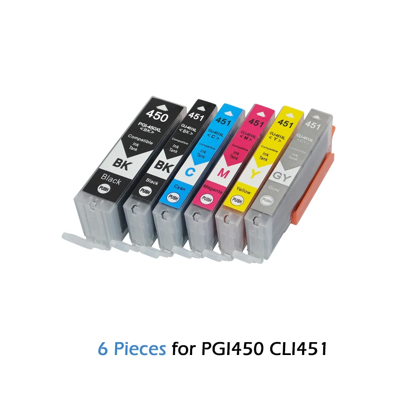 For Canon 6Pcs PGI-450 CLI-451 PGI450 CLI451 Compatible Ink Cartridges PIXMA IP7240 MX924 MG5440/MG5540/MG6440 Printer PGI 450
For Canon 6Pcs PGI-450 CLI-451 PGI450 CLI451 Compatible Ink Cartridges PIXMA IP7240 MX924 MG5440/MG5540/MG6440 Printer PGI 450