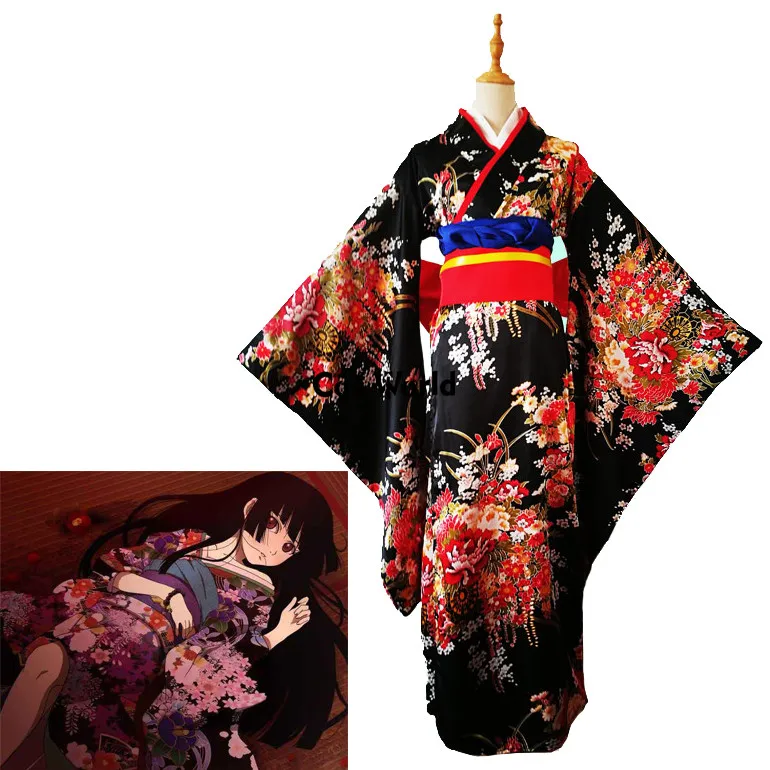 Платье горничной Jigoku Shoujo Enma Ai кимоно юката униформа наряд Аниме косплей
