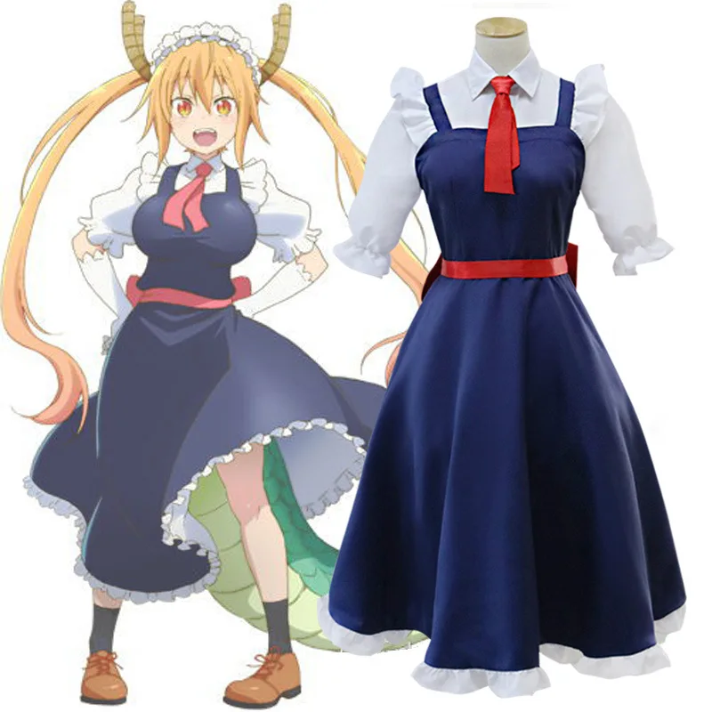 Miss Kobayashi's Dragon Maid Tohru Cosplay women girls Costume dress Kobayashi san Chi no blue Maid Uniforms suits
Miss Kobayashi's Dragon Maid Tohru Cosplay women girls Costume dress Kobayashi san Chi no blue Maid Uniforms suits