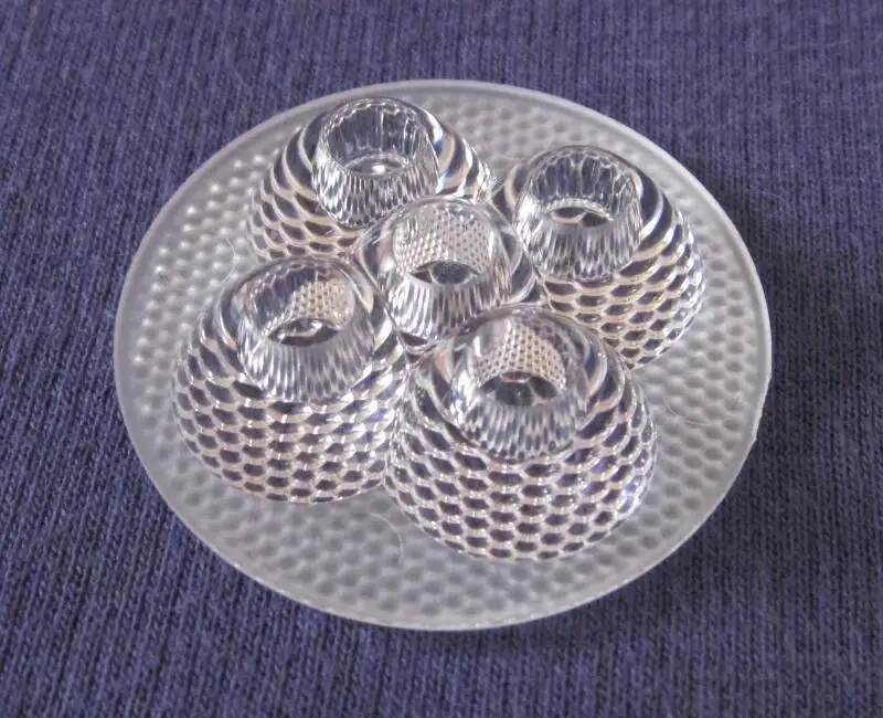 PJS-42 High quality LED Lens 5P, Size: 42X10.4mm, Degree: 30, 45, 60, Bead surface, with 1mm step, PMMA Materials
PJS-42 High quality LED Lens 5P, Size: 42X10.4mm, Degree: 30, 45, 60, Bead surface, with 1mm step, PMMA Materials