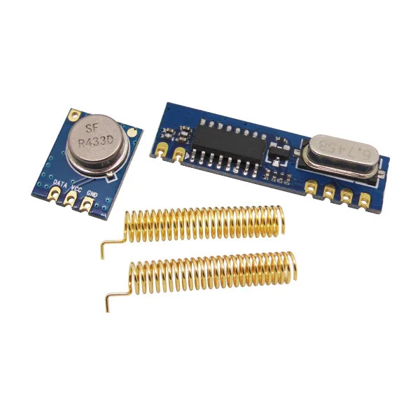 100sets of 433MHz Wireless Module kit (ASK transmitter STX882+ ASK receiver SRX887)+gold spring antennas
100sets of 433MHz Wireless Module kit (ASK transmitter STX882+ ASK receiver SRX887)+gold spring antennas
