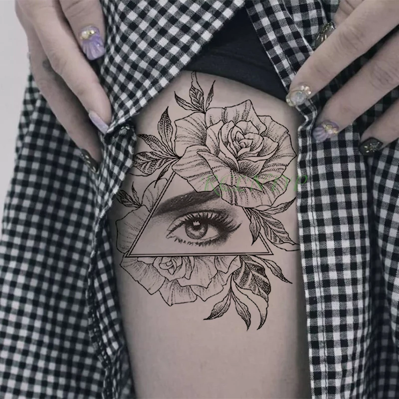 Водостойкая временная тату наклейка роза цветок глаза треугольник