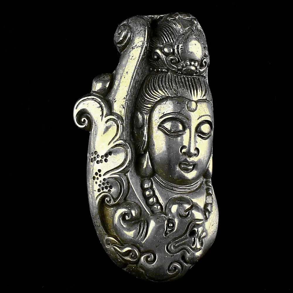 Carved Natural Pyrite stone Lucky Kwan-yin Buddha Pendant Buddhist Handle Parts Bead
Carved Natural Pyrite stone Lucky Kwan-yin Buddha Pendant Buddhist Handle Parts Bead