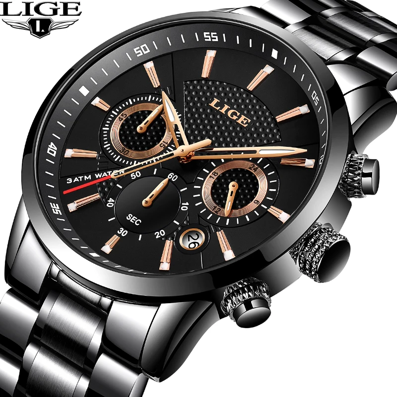 LIGE New Men Watches Top Luxury Brand Fashion Sport Waterproof Chronograph Male Stainless Steel Wristwatch Men Relogio Masculino
LIGE New Men Watches Top Luxury Brand Fashion Sport Waterproof Chronograph Male Stainless Steel Wristwatch Men Relogio Masculino