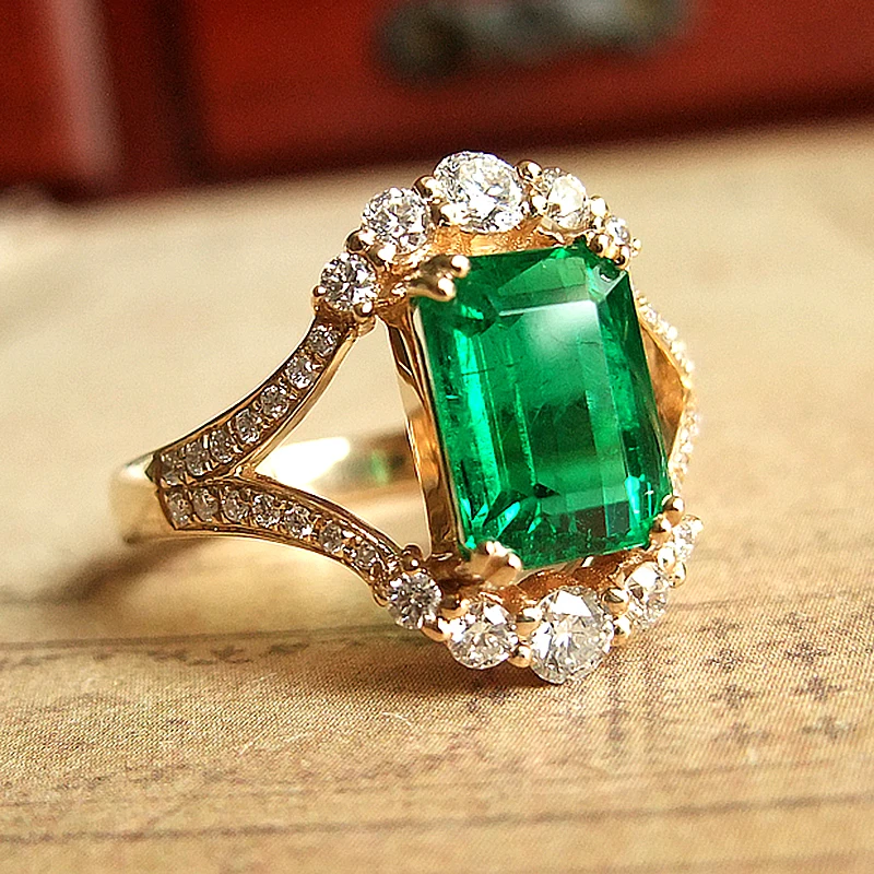 AAA Lab Created Colombian Solid 18K Yellow Gold 2.7ctw Moissanite Green Emerald Ring Accent Luxury Fine Gold Jewelry For Women
AAA Lab Created Colombian Solid 18K Yellow Gold 2.7ctw Moissanite Green Emerald Ring Accent Luxury Fine Gold Jewelry For Women