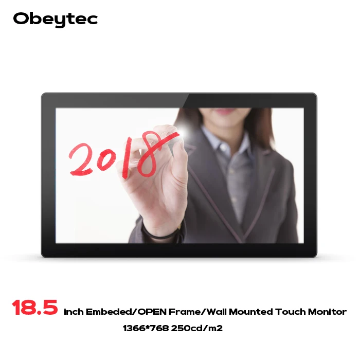 Obeytec 18 5 дюймовый LCD широкоемкостный сенсорный монитор с открытой рамкой экран PCAP