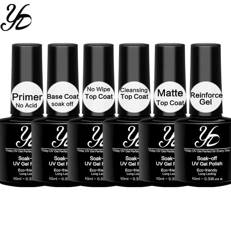 YiDay 10ml Nail Basic Set 4Pcs/6Pcs Primer/Base Gel /No Wipe/Cleansing/Reinforce/Mattel Top Coat Nails Polish Manicure Lacquer
YiDay 10ml Nail Basic Set 4Pcs/6Pcs Primer/Base Gel /No Wipe/Cleansing/Reinforce/Mattel Top Coat Nails Polish Manicure Lacquer