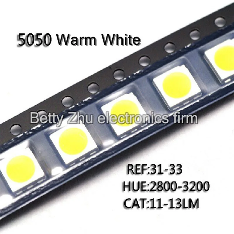 

500PCS/LOT 5050 SMD LED warm white light-emitting diodes highlighted bright