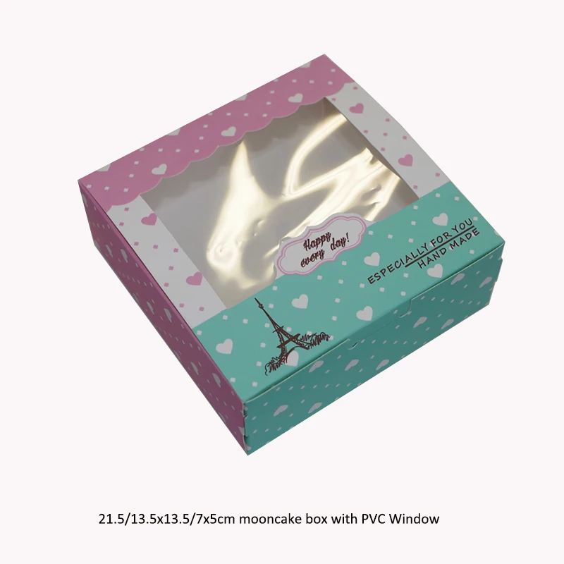 

20pcs/pack 21.5/13.5x13.5/7x5cm mooncake box with PVC Window 2/4/6 Egg Tart White cardboard boxes for packing gift cakes candy