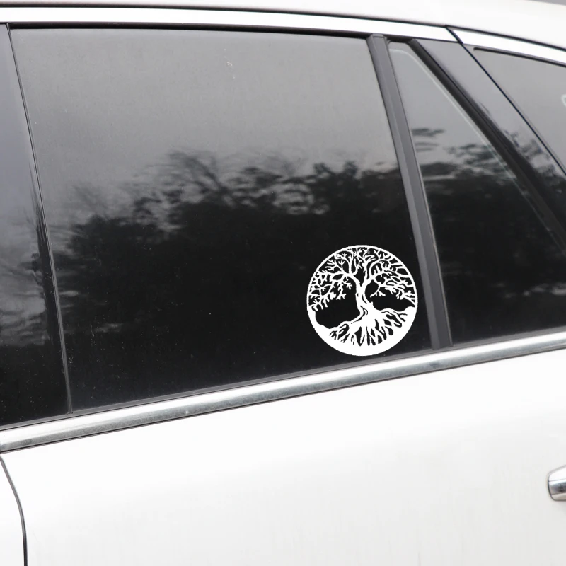 YJZT 16.2CM*16.2CM Car Sticker Vinyl Decal Tree Creative Design Decoration Black/Silver C23-0847 | Stickers