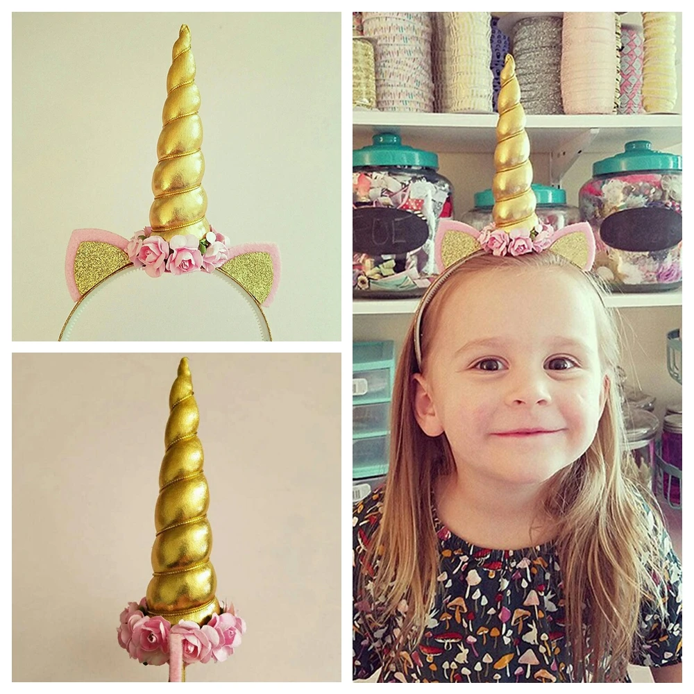1pcs Unicorn Horn with Chiffon Flower Headband Glitter Kids Hairband Easter Bonus For Girls DIY Hair Decorative Accessoriess
1pcs Unicorn Horn with Chiffon Flower Headband Glitter Kids Hairband Easter Bonus For Girls DIY Hair Decorative Accessoriess