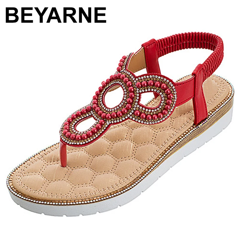 BEYARNESwomen sandals style pearls blue color elastic band flats platform beaches flip flops women size
BEYARNESwomen sandals style pearls blue color elastic band flats platform beaches flip flops women size