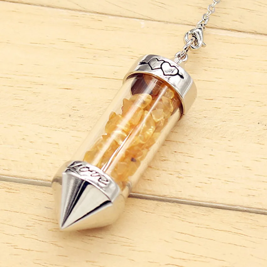 100-Unique Silver Plated Love Wish Bottle Chakra Stone Chain Pendant Natural Yellow Citrines Jewelry
100-Unique Silver Plated Love Wish Bottle Chakra Stone Chain Pendant Natural Yellow Citrines Jewelry