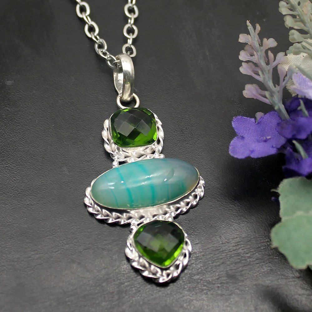Trendy BotswanaAgate Green Peridot 925 Sterling Silver Color Pendant Necklace 2 1/2 Inch TF555 Free Shipping
Trendy BotswanaAgate Green Peridot 925 Sterling Silver Color Pendant Necklace 2 1/2 Inch TF555 Free Shipping
