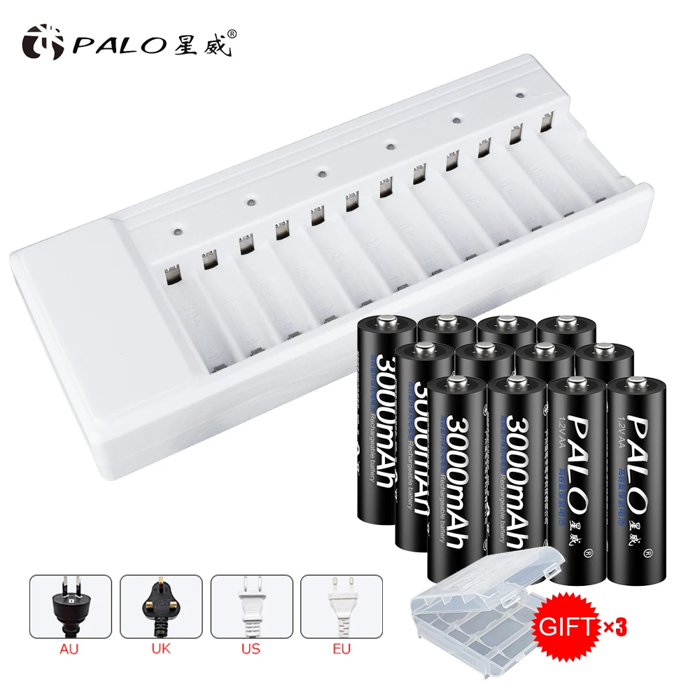 12Pcs AA Battery Rechargeable Batteries 1.2V AA 3000mAh Ni-MH Rechargeable Battery 2A Baterias for Camera+Smart Battery Charger
12Pcs AA Battery Rechargeable Batteries 1.2V AA 3000mAh Ni-MH Rechargeable Battery 2A Baterias for Camera+Smart Battery Charger