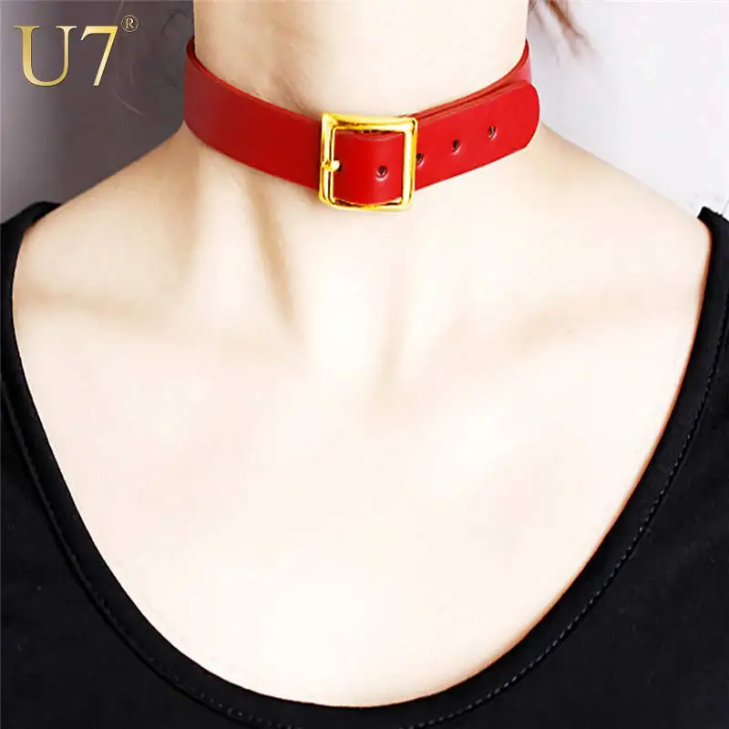 U7 Choker Necklace Red/Black Genuine Leather Vintage Punk Rock Style Short Band Bracelet & Necklace For Women Jewelry Gift N496
U7 Choker Necklace Red/Black Genuine Leather Vintage Punk Rock Style Short Band Bracelet & Necklace For Women Jewelry Gift N496