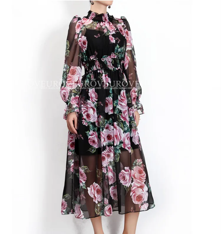 Guesod 2018 Spring Summer Women Pink Rose Leaf Print Ruffle Lantern Sleeve Elastic Waist Slim Expansion Bottom Voile Beach Dress
Guesod 2018 Spring Summer Women Pink Rose Leaf Print Ruffle Lantern Sleeve Elastic Waist Slim Expansion Bottom Voile Beach Dress