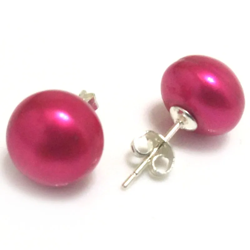 11-12mm Red Natural Cultured Freshwater Button Pearl 925 Sterling pearl Silver Stud
11-12mm Red Natural Cultured Freshwater Button Pearl 925 Sterling pearl Silver Stud