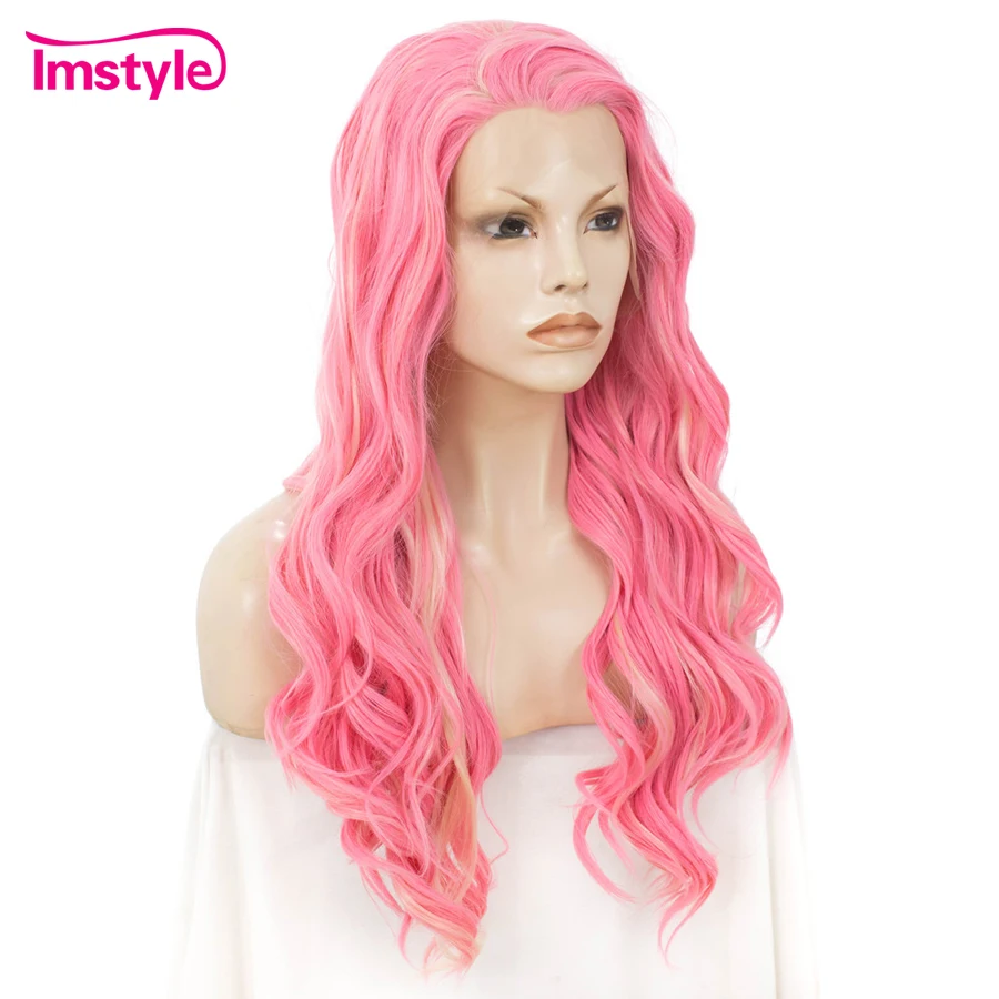 Im Стиль розовый парик синтетические Синтетические волосы на кружеве для Для