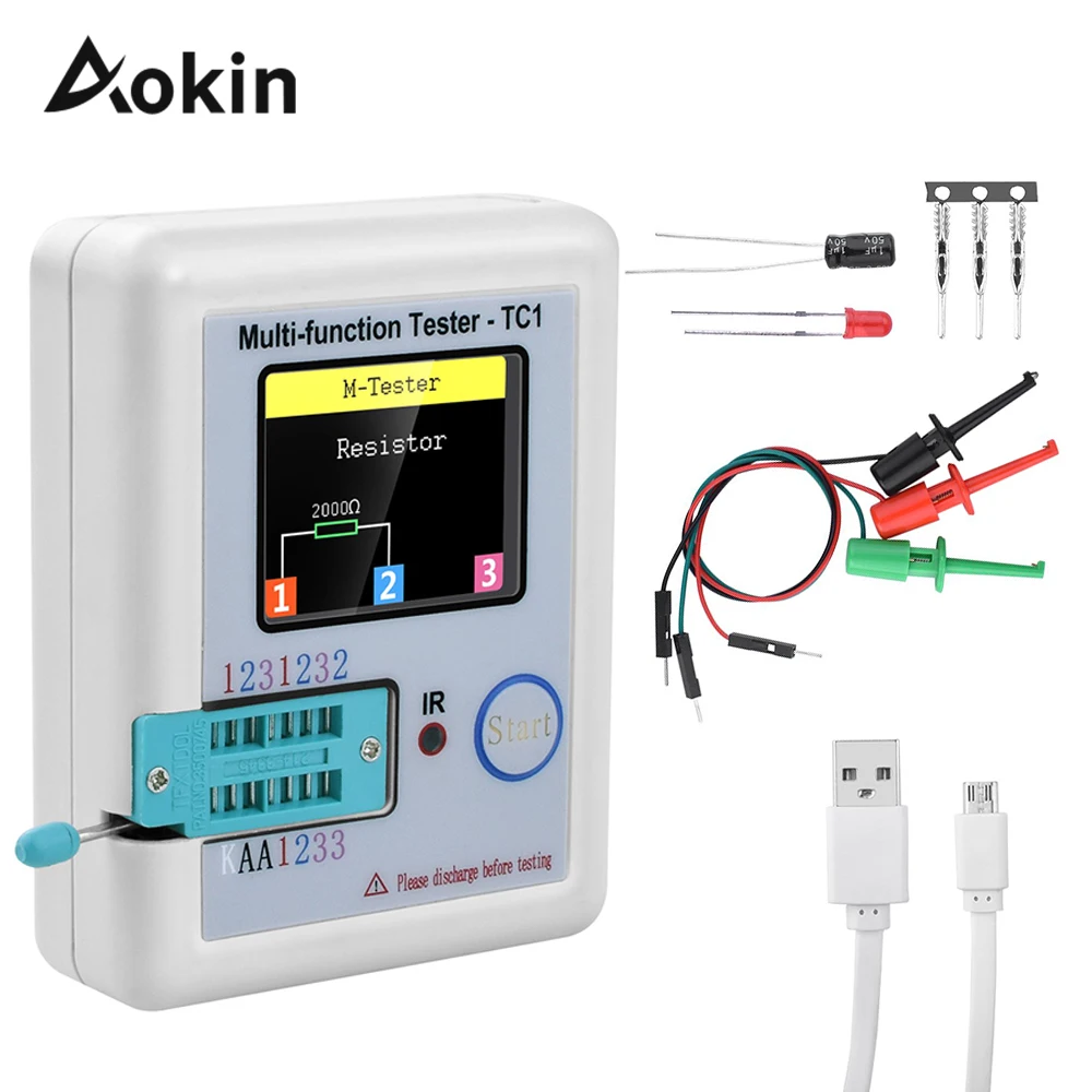 Transistor Tester 1.8 inch Display Multi-function LCR-TC1 Tester Detector for Diode Triode Capacitor Resistor NPN PNP
Transistor Tester 1.8 inch Display Multi-function LCR-TC1 Tester Detector for Diode Triode Capacitor Resistor NPN PNP