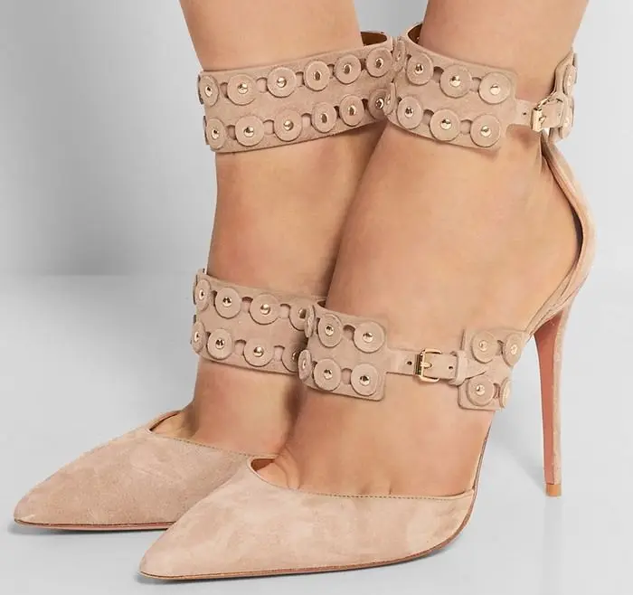 Woman sexy pumps elegant ivory stiletto heels graceful circle hole cut outs studed design ankle buckles pointed toe dress shoes
Woman sexy pumps elegant ivory stiletto heels graceful circle hole cut outs studed design ankle buckles pointed toe dress shoes