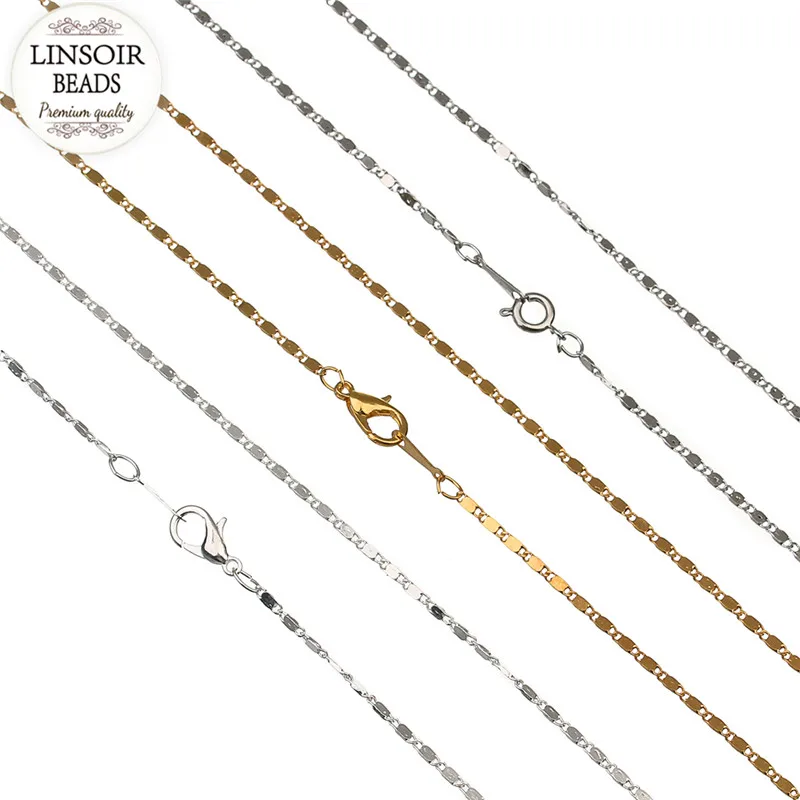 LINSOIR 10pcs/lot Gold Silver Color Necklace Chains Bulk With Lobster Clasps Metal Flat Link Chain For Diy Jewelry Making F1387
LINSOIR 10pcs/lot Gold Silver Color Necklace Chains Bulk With Lobster Clasps Metal Flat Link Chain For Diy Jewelry Making F1387