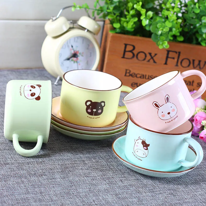 180ml cartoon creative coffee mug Cute animal ceramic mug with saucer coffee cup
180ml cartoon creative coffee mug Cute animal ceramic mug with saucer coffee cup