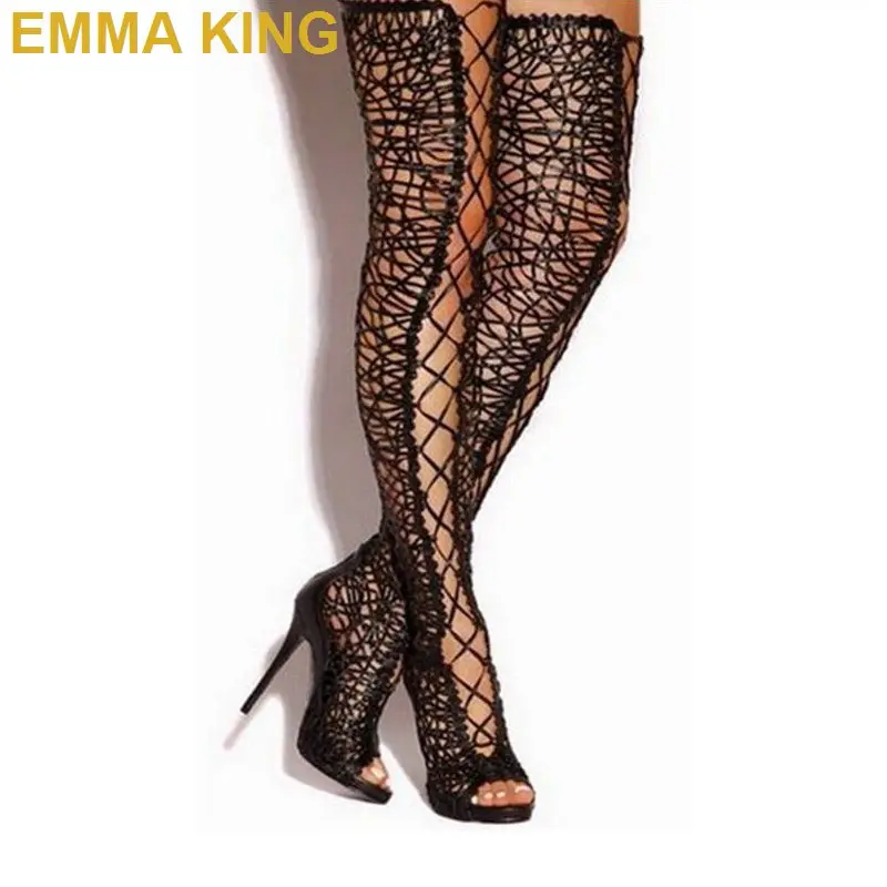 Peep Toe Black Lace Crotch High Boots Women High Heels Summer Sandals Cross Strappy Hollow Out Ladies Gladiator Sandals Boots
Peep Toe Black Lace Crotch High Boots Women High Heels Summer Sandals Cross Strappy Hollow Out Ladies Gladiator Sandals Boots