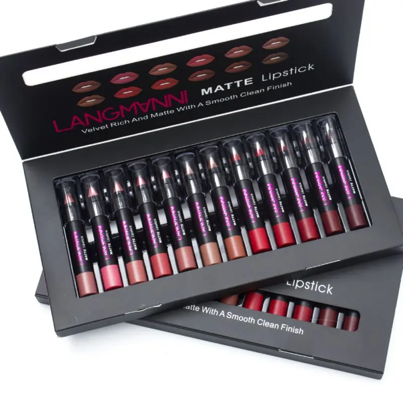 12pcs / lot Matte Lipstick Waterproof Velvet Lip Stick Pen Red Tint Sexy Lip Makeup Cosmetic Kit New
12pcs / lot Matte Lipstick Waterproof Velvet Lip Stick Pen Red Tint Sexy Lip Makeup Cosmetic Kit New
