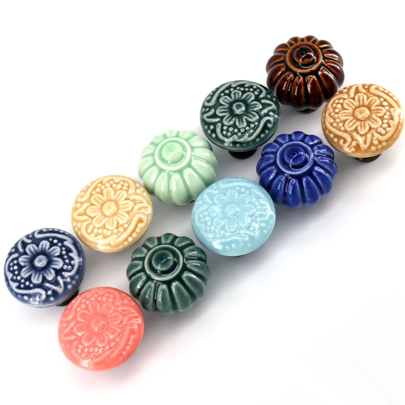 1x Colorful Ceramic Knobs Cupboard Door Handle Pumpkin/ Flower Engraved Kitchen Cabinet Drawer Pulls
1x Colorful Ceramic Knobs Cupboard Door Handle Pumpkin/ Flower Engraved Kitchen Cabinet Drawer Pulls