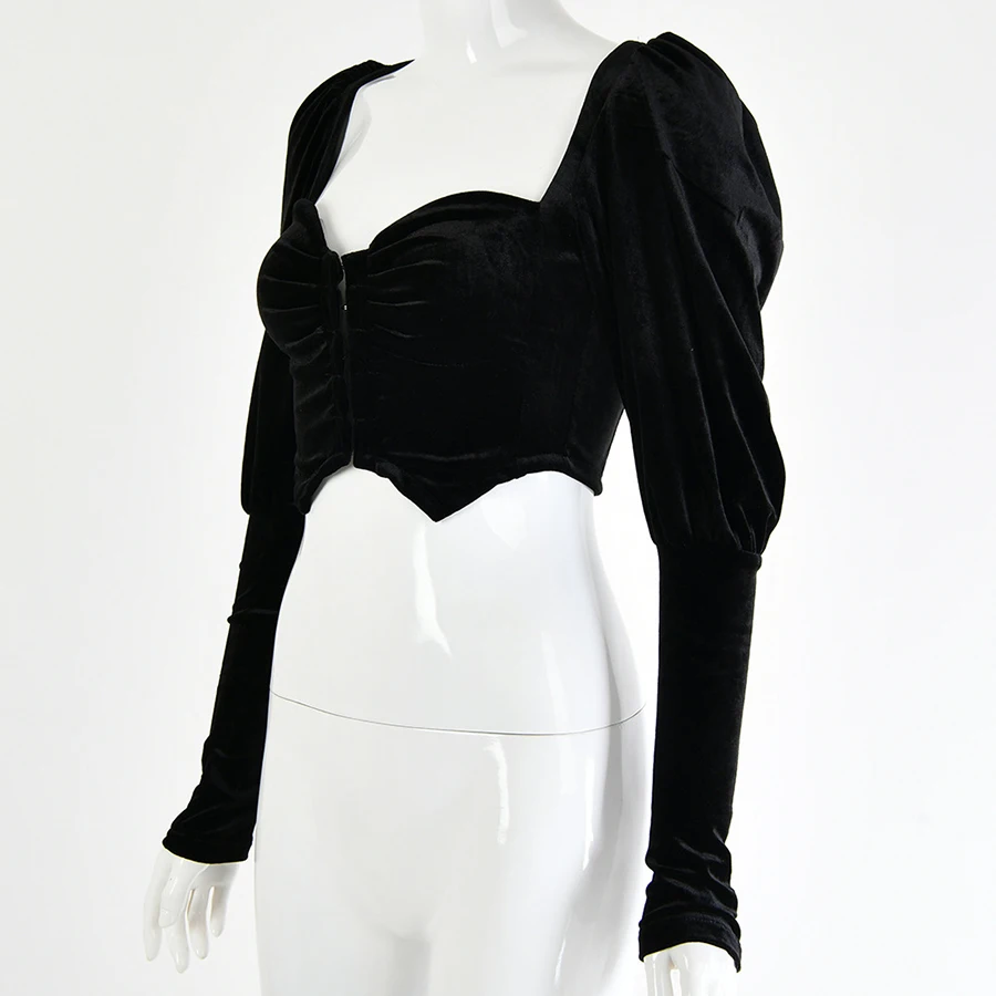Strapless Sexy Short T-shirts Women Elegant Square Neck Velvet Puff Sleeve Cropped Shirts Tee Female Vogue Velvet Crop Top S83
Strapless Sexy Short T-shirts Women Elegant Square Neck Velvet Puff Sleeve Cropped Shirts Tee Female Vogue Velvet Crop Top S83