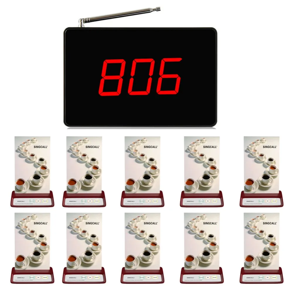 SINGCALL Wireless Restaurant Calling System, Wireless Waiter System,1 Fixed Table Small Receiver and 10 Red Call Pagers
SINGCALL Wireless Restaurant Calling System, Wireless Waiter System,1 Fixed Table Small Receiver and 10 Red Call Pagers