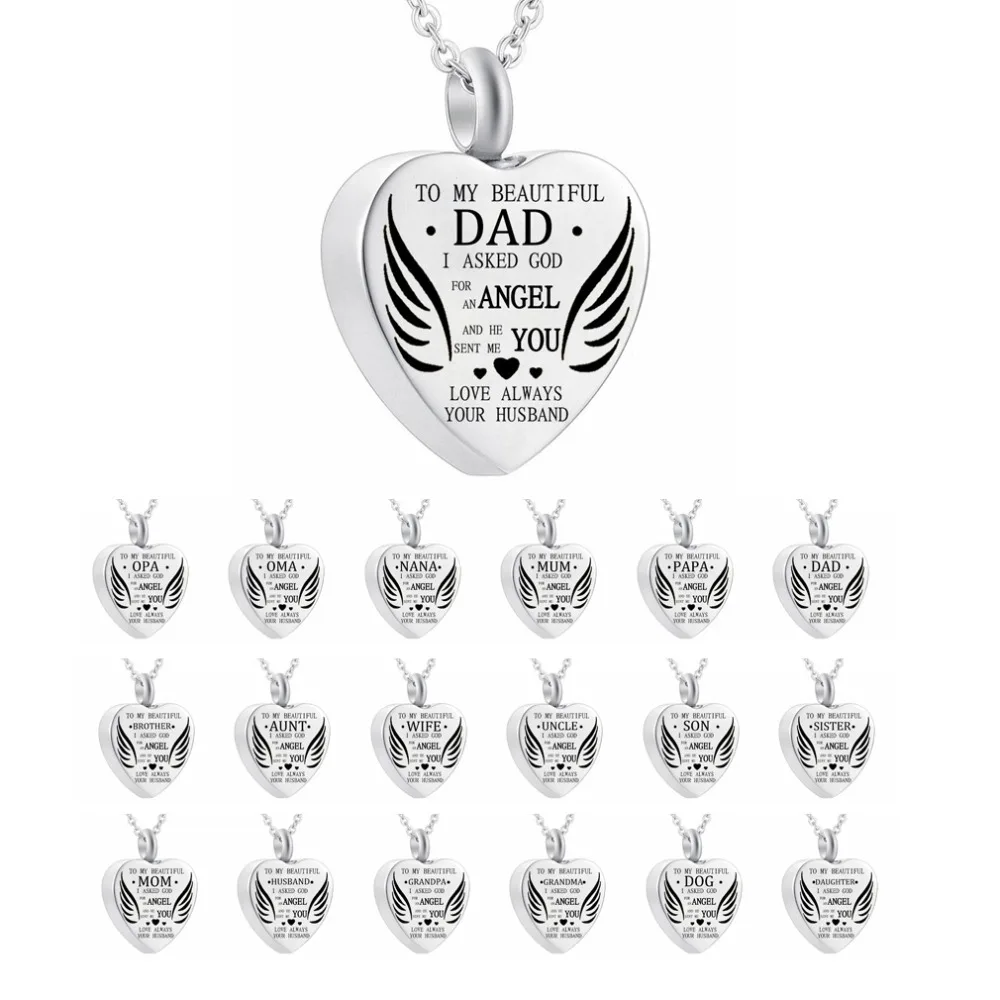 Angel Wing Urn Necklace for Ashes, Heart Cremation Memorial Keepsake Pendant Necklace Jewelry with Fill Kit
Angel Wing Urn Necklace for Ashes, Heart Cremation Memorial Keepsake Pendant Necklace Jewelry with Fill Kit